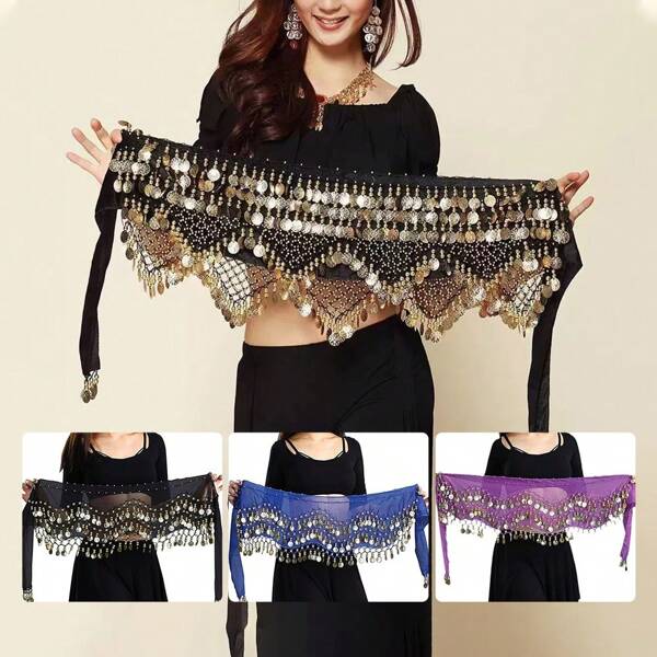 1قطعة من اكسسوارات الرقص الشرقي، إكسسوارات الرقص، سلسلة خصر رقص شرقي، حزام الرقص، وشاح للخصر، حزام للممارسة، سلسلة خصر بشرشف، حزام الورك للرقص، زي الرقص