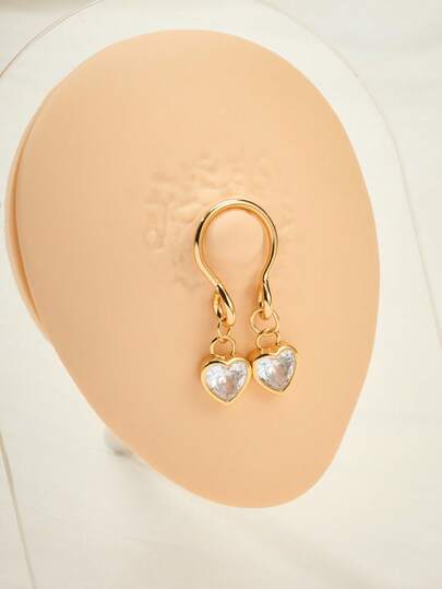 AVYRING 1pc Sparkling Non Piercing Nipple Jewelry Heart CZ Dangle Fake Nipple Rings Fake Body Piercing Summer Jewellery Sexy Women Clothing Accessories