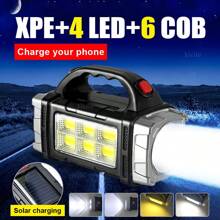 4/8 LED Portable Flashlight, USB And Solar Rechargeable, High Intensity, Long Battery Life, Multiple Lighting Modes, With COB Work Light, Suitable For Home, Outdoor, Camping, Fishing And Other Scenarios