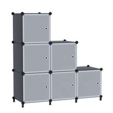 1pc 6-Compartment Modern Stackable Plastic Shoe Rack Organizer, Ideal For Home, Dorm, Entryway - Black - View 3