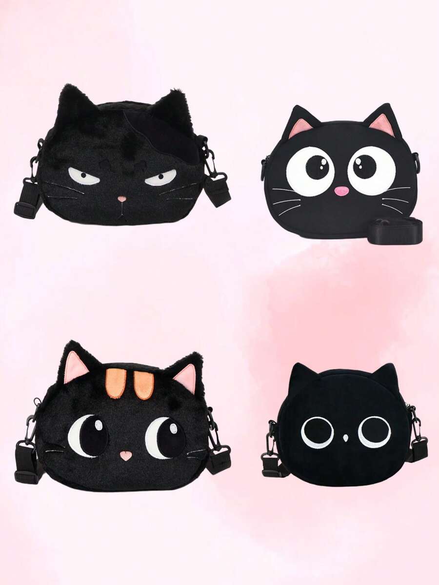 1 New Crossbody Bag Four Kittens Crossbody Bag, Zipper Closure, Adjustable Shoulder Strap, Suitable For School, Travel, Can Easily Hold Daily Necessities, Multifunctional Items, Fashion Darling, Suitable For All Styles And Occasions, Style Adaptability Is Very Strong