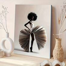 1 Pc 2D Print Canvas Painting,Modern African-American Women's Art Prints - Perfect For Home Decor , Wooden Framed Art,High Quality ,Thickness 2. 25cm/1inch Wall Art Prints Poster Direct Hanging Decor For Home Gifts,Living Room, Bathroom, Bedroom, Kitchen,Bar,Office - 彩色 - 查看 4