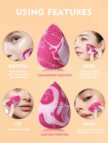 4PCS Professional Makeup Sponge Set For Cream & Powder | Multi-Shape Makeup Sponges (Teardrop/Flat) | Silicone-Free, Non-Absorbent Makeup Sponge | Loose Powder, Liquid & Concealer Applicator | Travel-Friendly & Easy To Clean - 彩色 - 查看 2