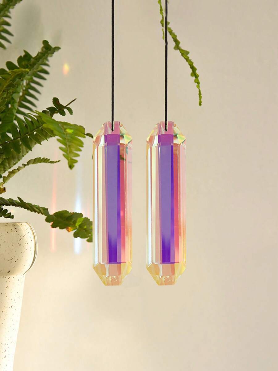 1pc Crystal Prism, Displays Unique Shapes When Tyndall Effect Occurs. Colorful Prism Catcher. Crystal Rainbow Prism Pendant. Long Hanging Prism. Birthday Gift. Christmas Gift. Souvenir.