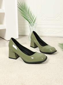 Chaussures Vintage de type "Babies" pour femmes, talons hauts de printemps de couleur unie, petites pumps , talons carrés épais