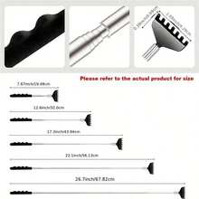 2 peças de massageador telescópico extensível para as costas em aço inoxidável, ferramenta anti-coceira extensível, garra relaxante para as costas, gua sha, drenagem linfática, celulite, coçadores para as costas, escola, volta às aulas, viagem, itens essenciais para viagem, itens essenciais para casa, spa, ferramenta de massagem, massagem, massageador, spa