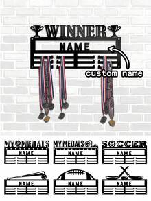 1PC DIY Metal Marathon Medal Hanger, Sports Shoes, Running Shoes, Basketball And Other Styles Can Be Selected, Personalized Medal Display Rack With Customized Text Content, Medals For Marathon Sports Enthusiasts Gifts Birthday Graduation, Multi-Functional, Anti-Mold, Ornamental, Exquisite, Stylish, High-Quality, Adorable, Modern, Custom, Unique, Personalized, For Anniversaries, For Birthdays, For Housewarming, For Graduation, Kitchen, Dining Room, Bedroom, Office, Living Room, Home, Garden, Tea Room, Home Decor,Home Refresh