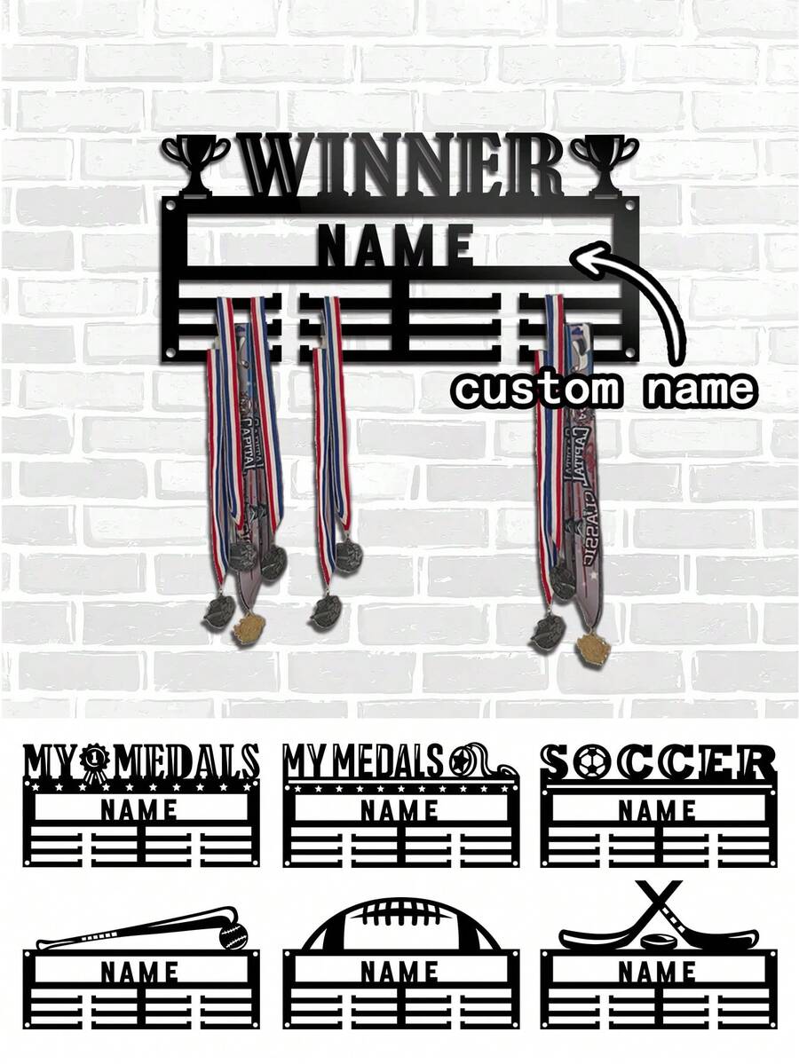 1PC DIY Metal Marathon Medal Hanger, Sports Shoes, Running Shoes, Basketball And Other Styles Can Be Selected, Personalized Medal Display Rack With Customized Text Content, Medals For Marathon Sports Enthusiasts Gifts Birthday Graduation, Multi-Functional, Anti-Mold, Ornamental, Exquisite, Stylish, High-Quality, Adorable, Modern, Custom, Unique, Personalized, For Anniversaries, For Birthdays, For Housewarming, For Graduation, Kitchen, Dining Room, Bedroom, Office, Living Room, Home, Garden, Tea Room, Home Decor,Home Refresh