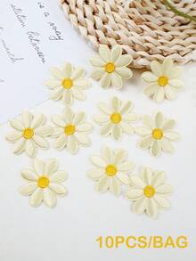 10pcs Daisy Shaped Iron-on Patch - White - View 10