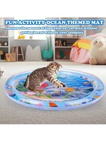 Tapis à eau pour chats, tapis de jeu à eau pour chats épaissi et incassable, tapis de jeu à eau frais pour chats d'intérieur, jouets interactifs pour l'auto-jeu des chats