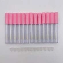 Set da 13 tubi per lucidalabbra vuoti da 3ml - Flaconcini a campione ricaricabili e portatili a prova di perdite con spazzola, per labbra lucide fai-da-te, balsamo per le labbra, cosmetici e oli essenziali (Nero/Rosa)