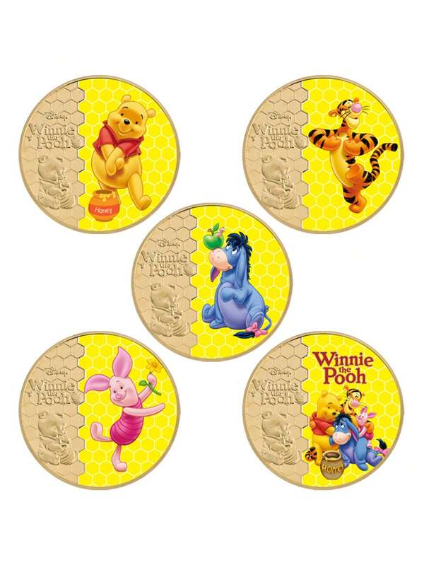 Disney Disney Winnie The Pooh Metal Commemorative Coins, Collectible Gift Suitable For Campus Awards, Holiday Gifts, Graduation Season, Party Favors, Commemorative Meaning, Iron Alloy Material, Diameter 4cm/1.57in