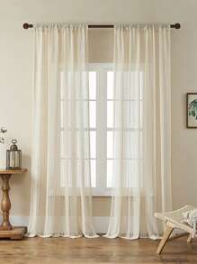 1pc French Retro Delicate Hollow-Out Sheer Curtain, Artistic Atmosphere, Translucent But Not See-Through, For Living Room, Balcony, Bay Window