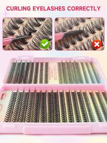 DIY睫毛嫁接套装，单根假睫毛簇，9-16mm混合装，30P/40P/50P/60P，含睫毛胶和镊子，适合初学者，精美礼盒套装，可重复使用，在家DIY，可重复使用 - 彩色 - 查看 10