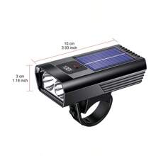 Luz Solar Recarregável para Bicicleta, À prova d'água com Visor Digital, Equipamento de Ciclismo Multifuncional, Luz de Ciclismo Noturna Ultra Brilhante, Anti-ofuscante, Fácil de Desmontar e Montar, Luz de Ciclismo para Atividades ao Ar Livre