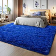 Soft Shag Rugs For Bedroom, Blue Fluffy Shaggy Rugs For Living Room, Luxury Modern Plush Carpet Girls Boys Room Dorm Indoor Home Decor, Upgrade Non-Slip - 藍色 - 查看 3