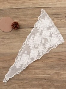 1pc Women Bandana Sweet Hair Accessories Cute Lace Floral Headscarf, Versatile Decorative Triangle Head Scarf