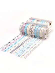 10 件/盒，创意烫金图案和纸胶带套装，创意遮蔽胶带，剪贴簿装饰，日记装饰，艺术和手工艺项目装饰，拼贴装饰，相册装饰