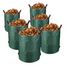 Cecaylie 6X Gartensack Laubsack Gartenabfallsack XXL Garten Tasche Rasensack mit Griffen 272L - Grün