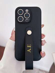 Personalized Customized Name Initials Letters Faux Leather Wristband Phone Case Compatible With IPhone 16 15 14 13 12 11 Pro Max Shockproof Back Case Gifts - Multicolor - View 68