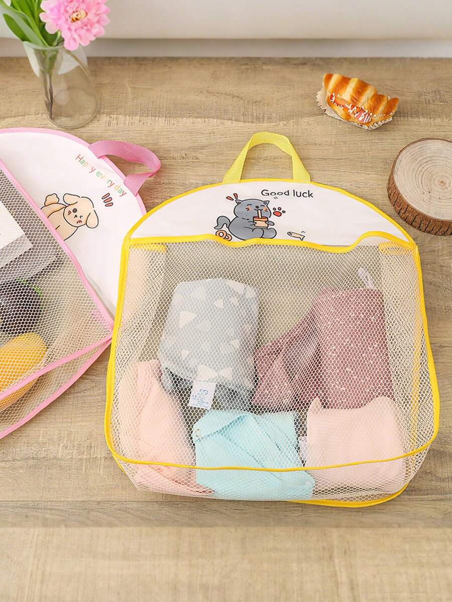 1 件透气可见多功能内衣收纳挂袋、门/衣柜/厨房架收纳网、宿舍收纳袋、脏衣服收集袋、卡通动物内衣挂袋、袜子收纳袋、卡通袜子和内衣分类收纳盒、家庭整理辅助袋，适用于学校用品学校用品