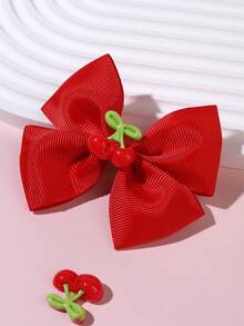 2pcs Kids Cherry Blossom Bow Braided Hair Clips, Perfect For Spring, Gift - Multicolor - View 6