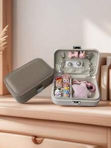 1PC -Macaron Double Layer Earring Storage Box Necklace Earring Ring Jewelry Box Portable Jewelry Jewelry Box For Women Storage Organizer Travel Essentials Father Gift Back To School
