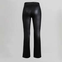 Pantalón Acampanado Colombiano Praga Jeans África De Mezclilla, Push Up, Tiro Alto Reduce el Abdomen, Jeans Clásicos, Levanta Pompa jeans mujer corte colombiano push up vinil tipo piel stretch Liso Mod. África Casual  Uso Diario - Negro - Ver 6