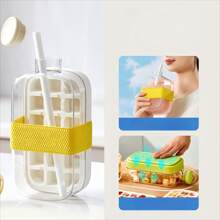 Ice Water Cup With Straw: Ice Cube Cup - No Need To Share Ice Cubes With Others. Just Press To Remove The Ice Cubes. Perfect For Families And Pool Parties. It Can Enable You To Enjoy Summer Frozen Beverages Better. Household Ice-Making Molds.