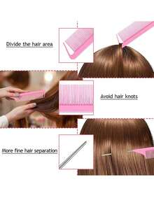 11 件套美发必备套装 - 粉色顺发刷、喷雾瓶、修边器、鼠尾梳和分片夹，适合日常使用或旅行、返校、旅行度假必备品、女士发饰 - 彩色 - 查看 4