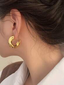 1 par de pendientes de aro exagerados de diseño retorcido de metal, pendientes versátiles para fiesta formal y casual/vacaciones para mujeres