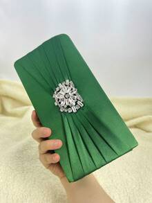 2025 New Fashion Minimalist Elegant Party Hand Carry Bag, Chain Strap Evening Clutch, Lightweight Luxury Daily Wear - Green - View 2