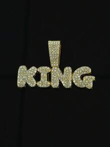 1pc Hip Hop King Fully Rhinestone Pendant Necklace,Rapper Accessory,European And American Hip Hop Style For Men - KING Letter Necklace - View 19