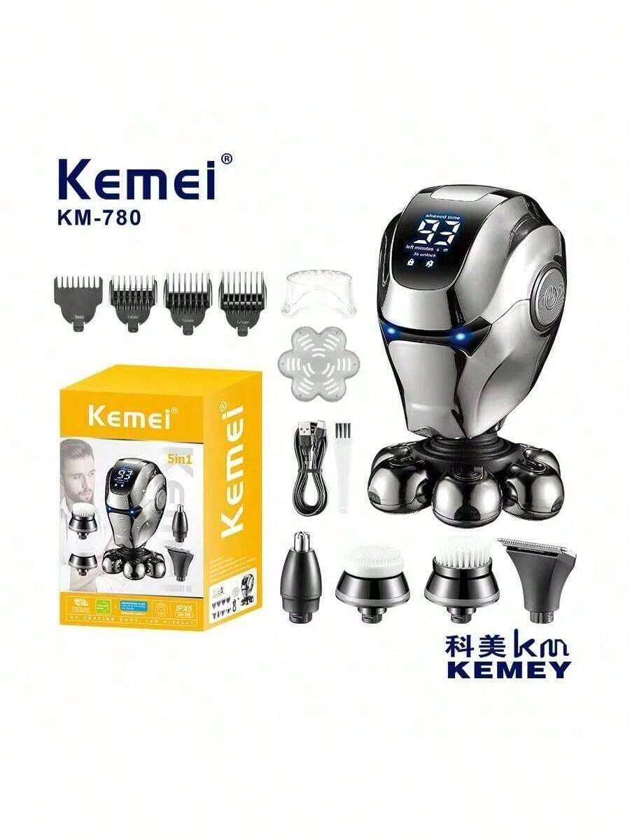 Kemei 科美 KM-780 热销 7 刀片男士电动剃须刀 5 合 1 数字显示防水多功能头剃须刀