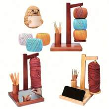 AAMTE 1pc Wooden Crochet Tool Set With Rotating Yarn Holder And Phone Stand - Multifunctional Hand Woven Yarn Storage For Knitting And Crafting, Ideal Gift For Crafting Enthusiasts