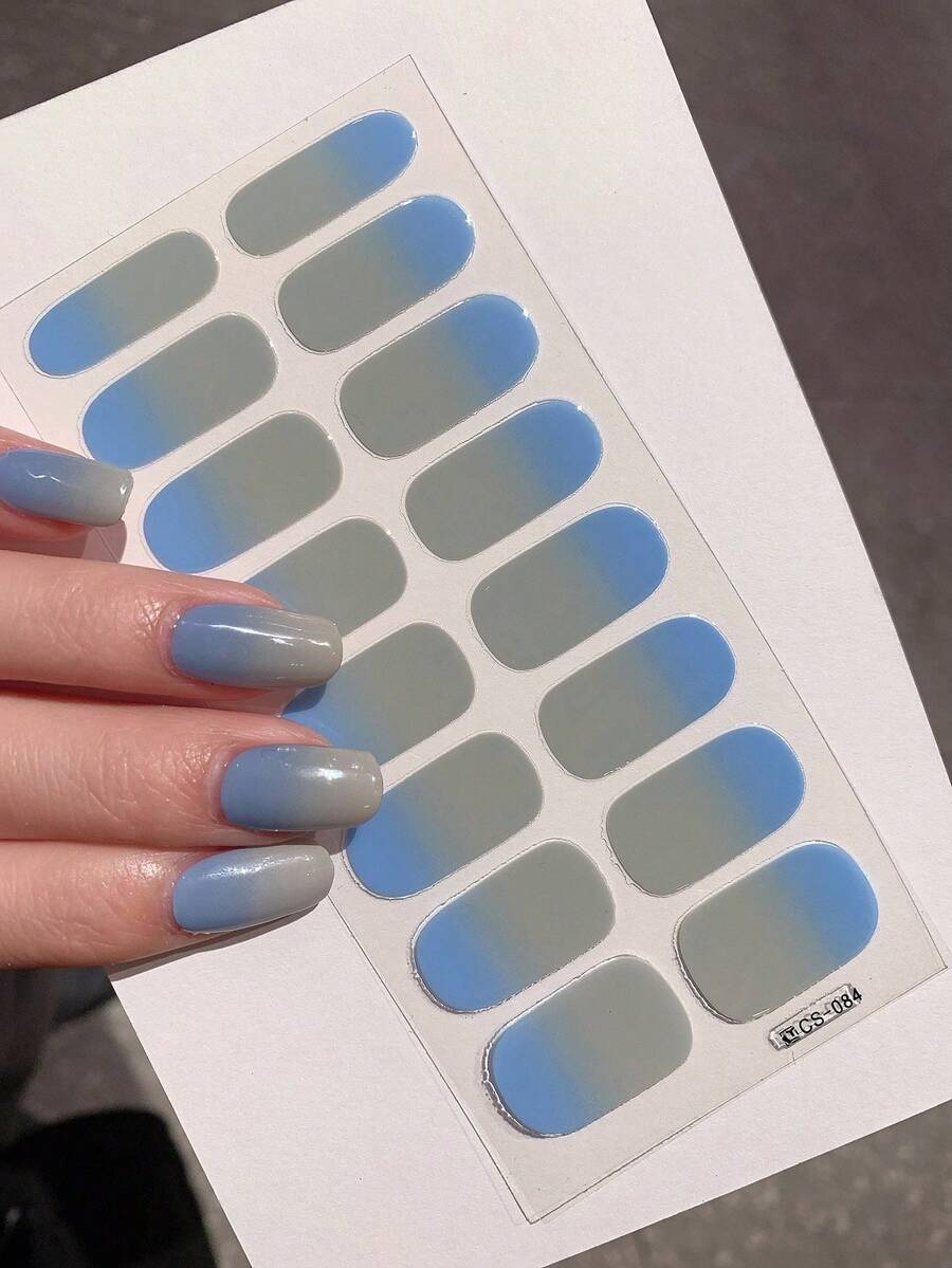 1 件全新渐变色美甲贴纸，全覆盖指甲贴，防水可移除指甲贴，女士美甲，自粘指甲贴，易于使用，适合节日、派对装饰、生日礼物