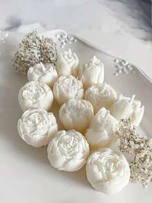 Vela con forma de rosa artesanal y perfumada - Decoración del hogar romántica y regalo perfecto para el Día de San Valentín, bodas, Día de la Madre y ocasiones especiales | Vela única de cera vegetal | Ideal para decoraciones, accesorios de fotografía, regalos de cumpleaños y obsequios de bodas - Disponible al por mayor - Blanco - Ver 3