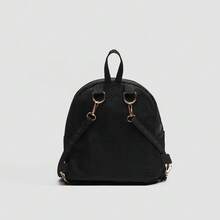 Mochila pequeña de moda con estilo retro y sensación de alta gama para mujer, mochila versátil y pequeña para libros - Negro - Ver 7