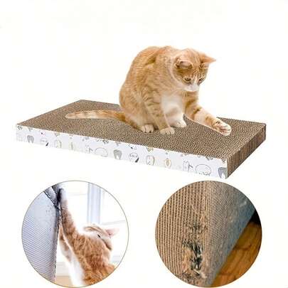 Extra Large Corrugated Cardboard Cat Scratching Post - Durable Scratching Post For Indoor Cats, Double-Sided Design With Wave Pattern, Non-Slip Base, Furniture Protector And Paw Care
