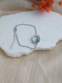 1pc Galaxy Blue Planet Bracelet, Suitable For Daily Wear By Women