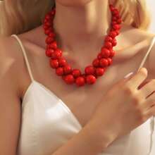 1pc Fashion Exaggerated Double Layer Polyresin Coral Necklace For Women
