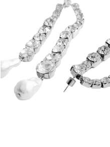 Stilvolle Fransen Ohrringe, modisches, einfaches Design mit Strass und Perlen, Accessoires für den Bankett-Schmuck