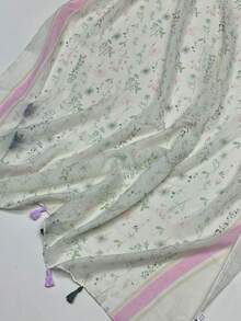 Retro Linen Printed Scarf, Bohemian Red Tassel Shawl, Outdoor Sun-Protection Beach Wrap For Women - Multicolor - View 5