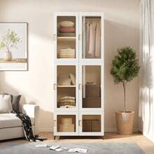 Armario plegable, altura 170 cm, con 6 compartimentos y 1 barra - PP - para salón, dormitorio, apartamento, guardarropa