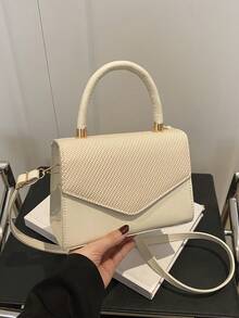 Women's Multicolor Chain Decor Fashionable Handbag, Essential For Business Trip, Travel, Office, Photography - White - View 4