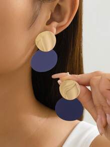 1 Pair Geometric Multi-Color Hoop Pendant Earrings, Fashionable & Elegant, Versatile Wear For Women, Suitable For Wedding, Party, Birthday, Date, Gift For Friends