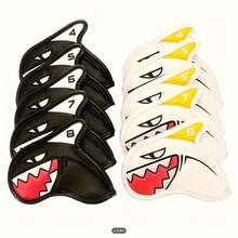 9pcs PU Waterproof And Wear-Resistant Covers With Cute Shark Pattern Design, Golf Club Head Covers - Multicolor - View 7