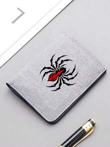 Premium Canvas Short Wallet With Spider Print - Fashionable Business Style, Large Capacity, Coin Pouch And Multi-Card Slots, Perfect Gift Choice - Multicolor - View 11
