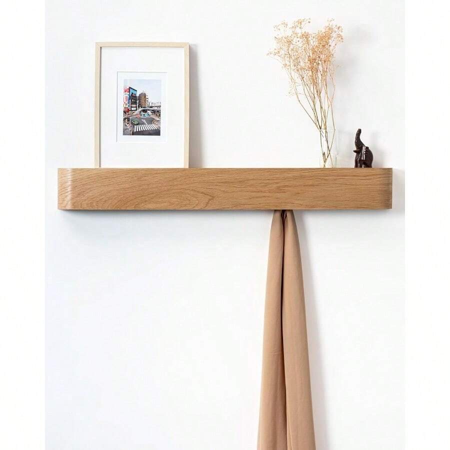 Wall-Mounted Coat Rack 'Toke' | Modern Design Coat Rack With Hidden Wall Hooks | Solid Wood Veneer Panel Coat Hanger | Oak - Oak - View 1