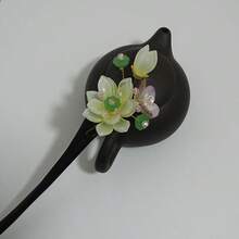 汉服发簪发饰，手工制作中国风花朵发夹装饰，木质牡丹发簪，旗袍时尚饰品